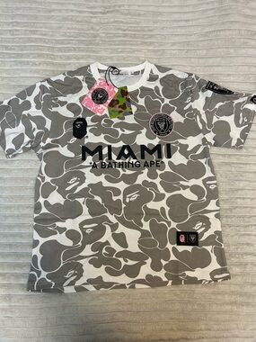 Bape Miami Gray & White Camo Dress Shirt